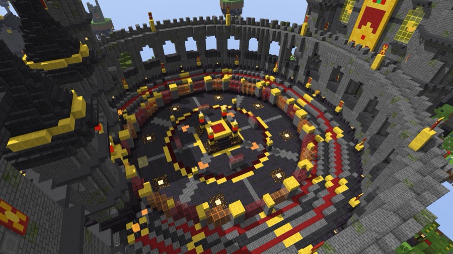 The Crown Arena: a stone colosseum with a golden throne in the centre